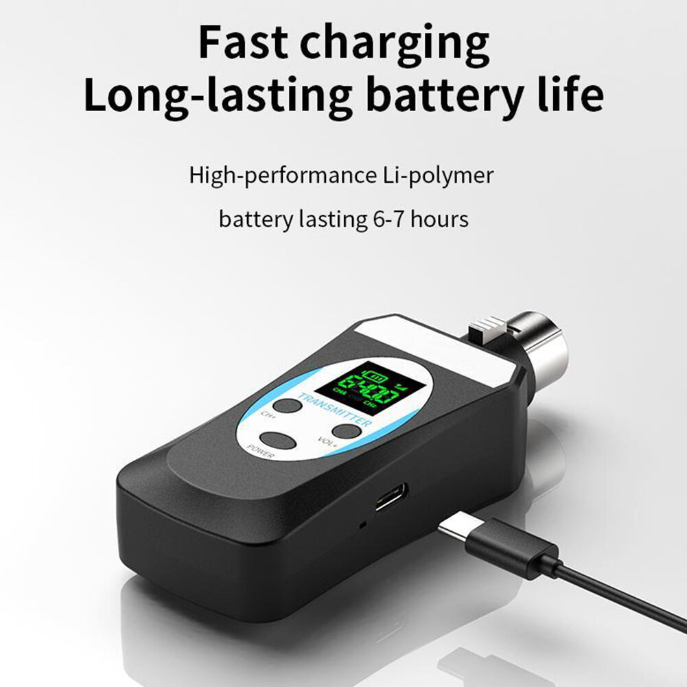 【Fast Delivery】Wireless Transmitter Receiver Kit Rechargeable Microphone Wireless Transmitter Receiver Noise Reduction With HD Display for Home Theater