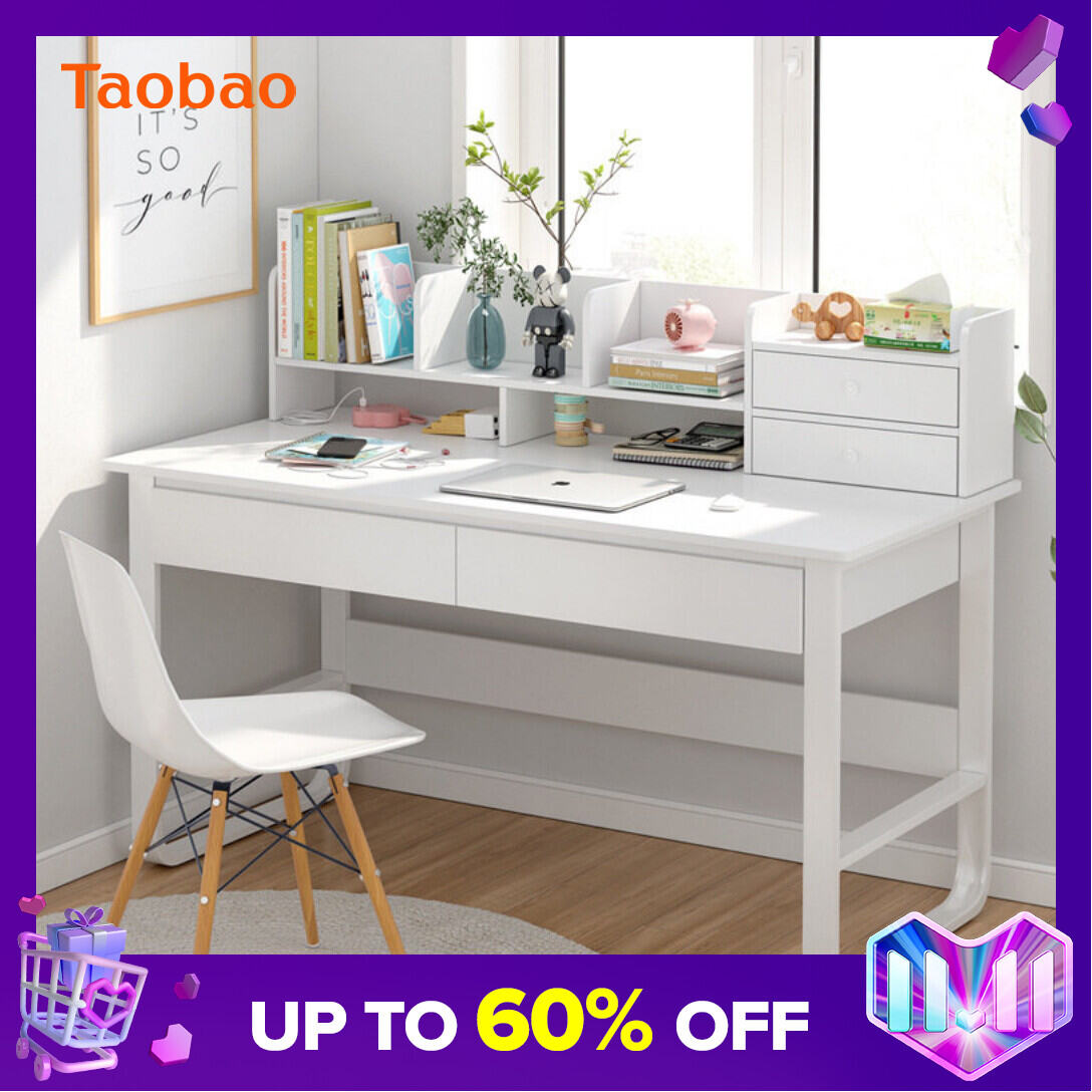 Writing Desk Student Home Junior High School Student Desk with Chair Bookshelf Integrated Computer Desk Simple Bedroom Desk