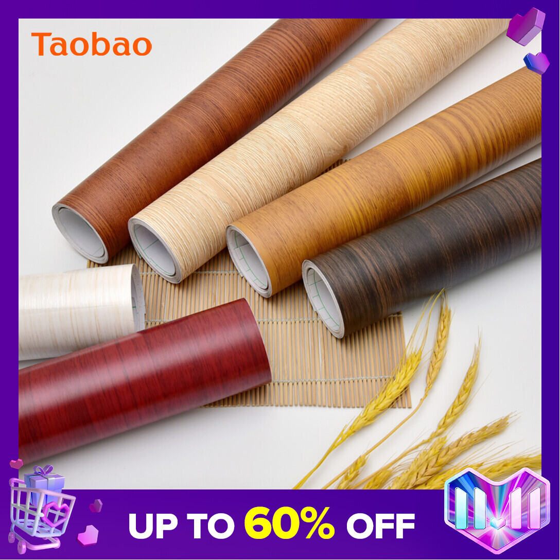 10 M Wood Grain Waterproof Stickers Boeing Film Self-Adhesive Wallpaper Wardrobe Cabinet Desktop Old Room Door Furniture Renovation