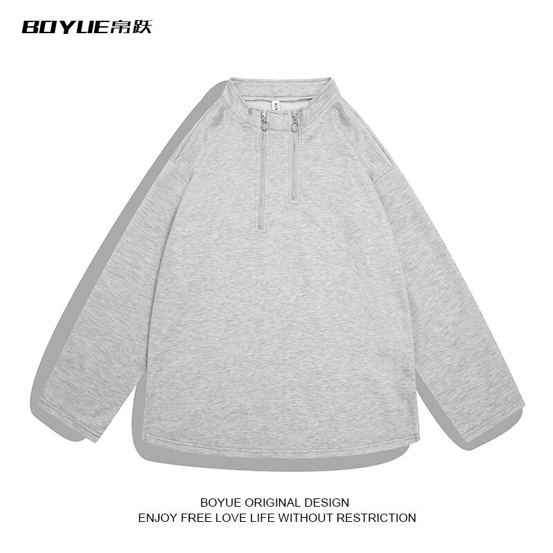 Boyue Boy Yue Hong Kong Style Loose Casual Warm Half-high Collar Sweater Boys Spring and Autumn Popular Personalized Coat Fashion