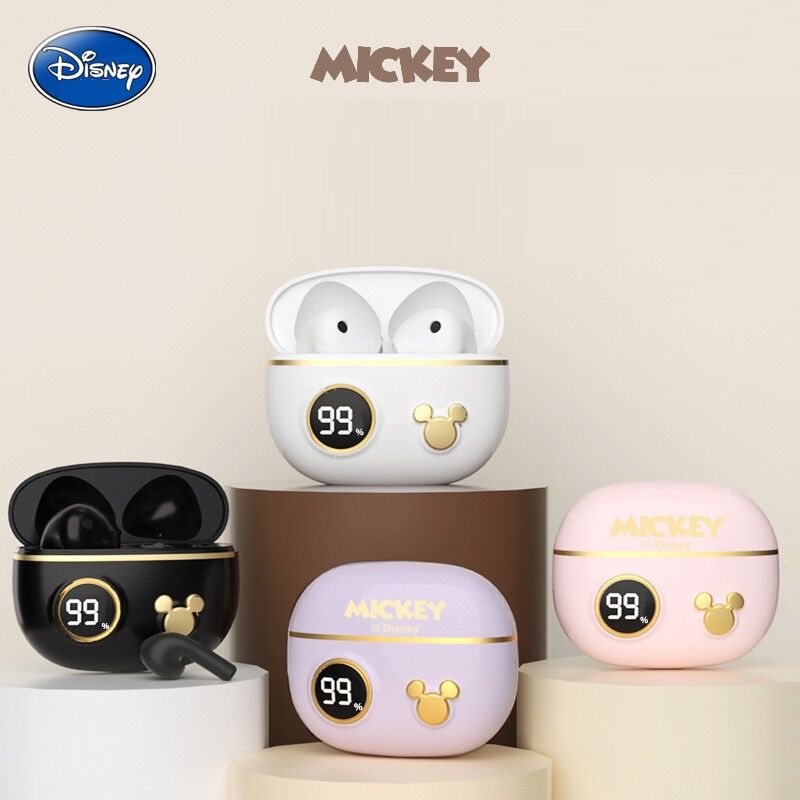 Disney P88 TWS Wireless Bluetooth Earphones V5.2 Noise Cancelling Gaming Earbuds HiFi Earpiece Mickey Mouse Earphone with Mic