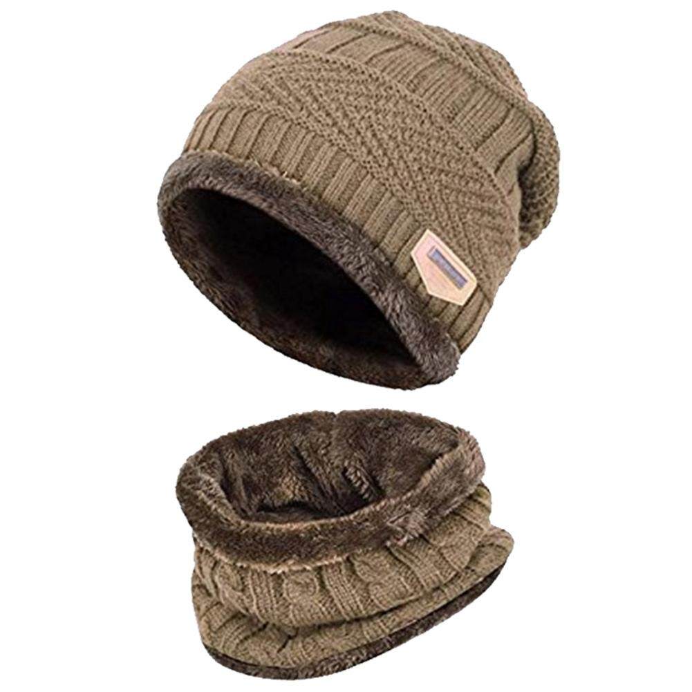 Knitted Hat Scarf Caps Neck Warmer Winter Hats For Men Women Skullies Beanies Warm Fleece Cap