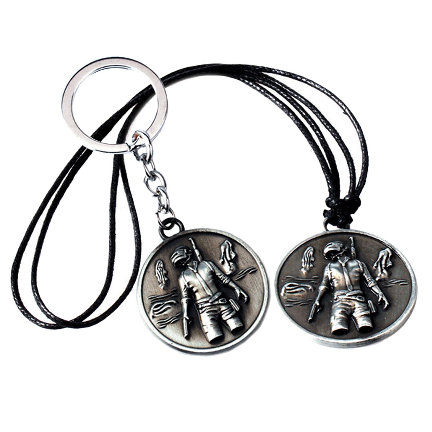 Metal Key Buckle Keychain Key Ring Necklace Pendant for PUBG Playerunknowns Battlegrounds Periphery Ornaments