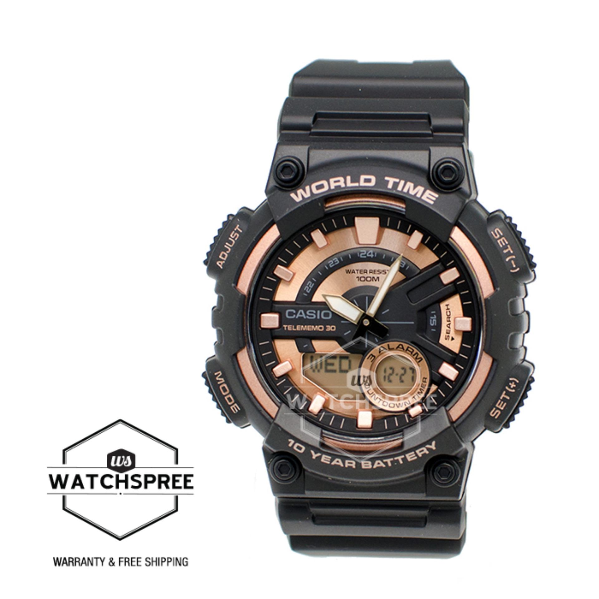 [Watchspree] Casio Men's Standard Analog Digital Black Resin Band Watch AEQ110W-1A3 AEQ-110W-1A3