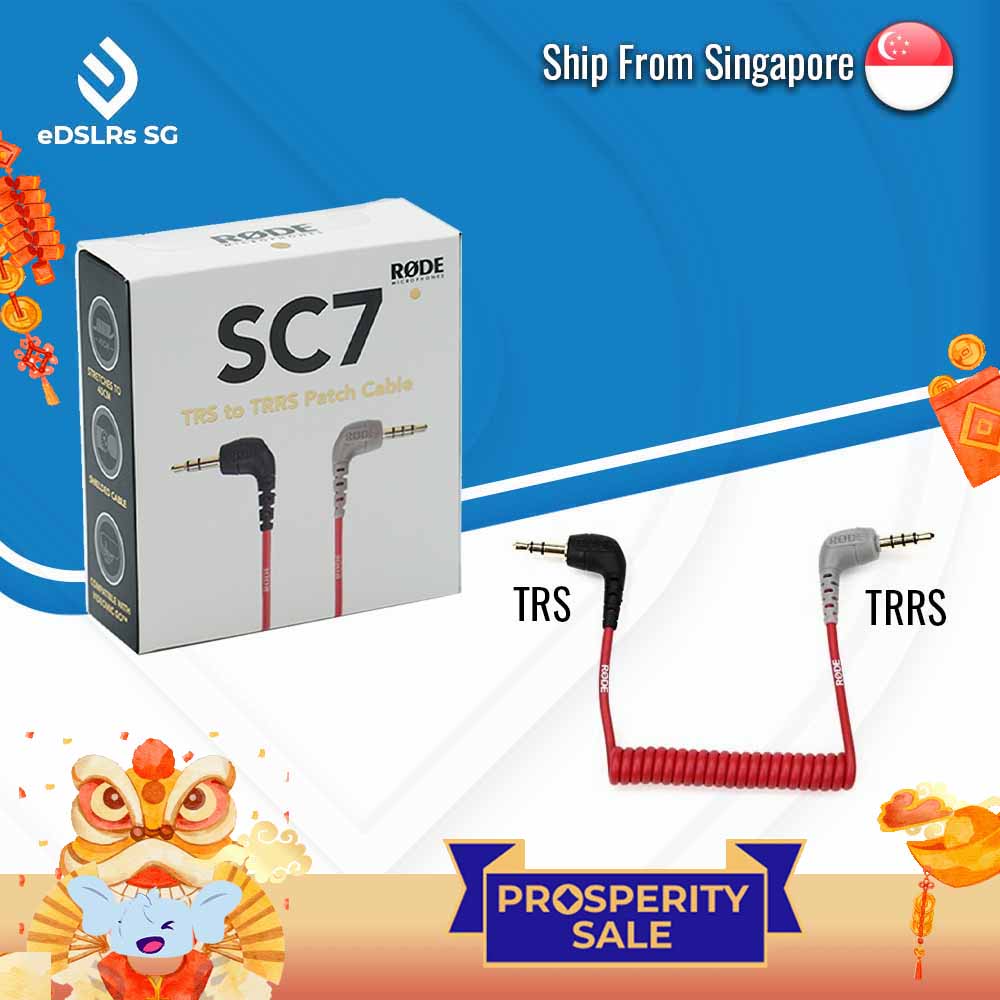 RODE SC7 3.5mm Right-Angle TRS to 3.5mm Right-Angle TRRS Coiled Adapter Cable for Smartphone