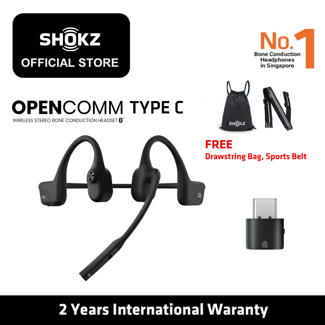 Shokz OpenComm Type C Stereo Bone Conduction Headphone - Black