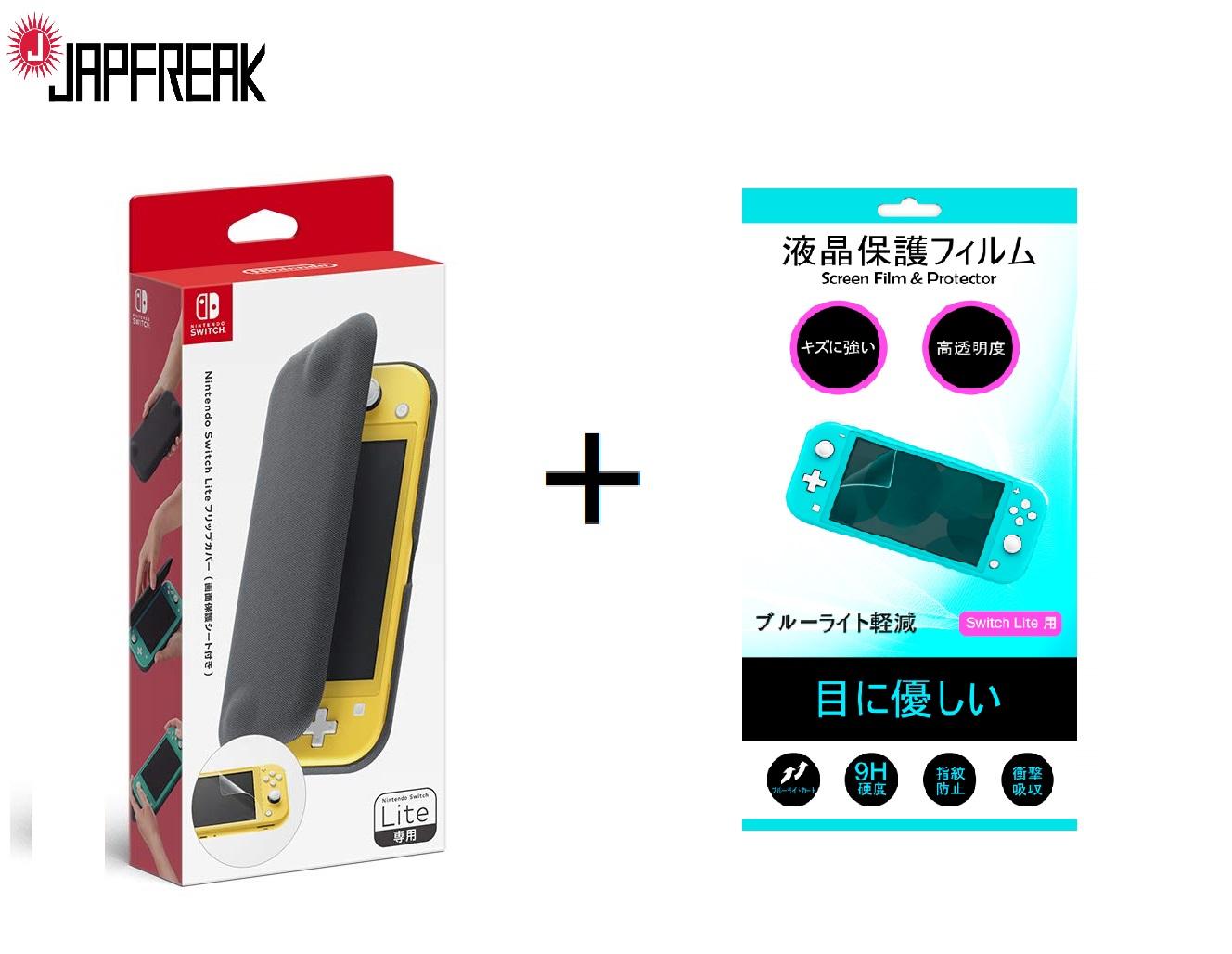 Switch Lite Original Nintendo License Flip Cover for Switch Lite + Premium Screen Protector with Blue Light Cut, 9H tempered glass (JP)