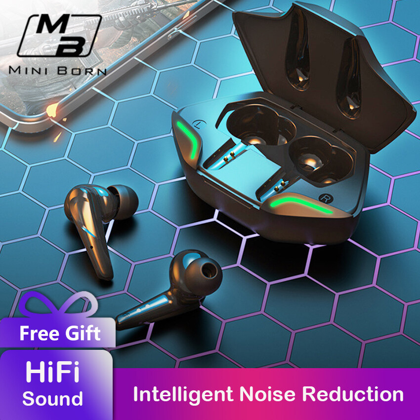 Mini Born TWS Gaming Earphone Bluetooth Wireless PUBG MLBB Gaming Ear Buds Low Delay Earphone Bluetooth 5.0 Superb Deep Bass Game/Music Mode Sparkle Breathing lights Bluetooth Earphones