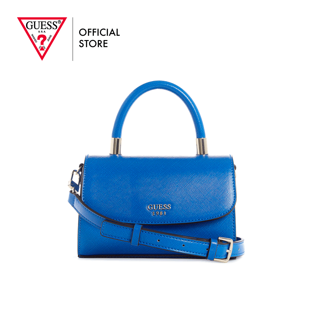 GUESS Women's Layla Royal Blue Mini Top Handle Flap Bag