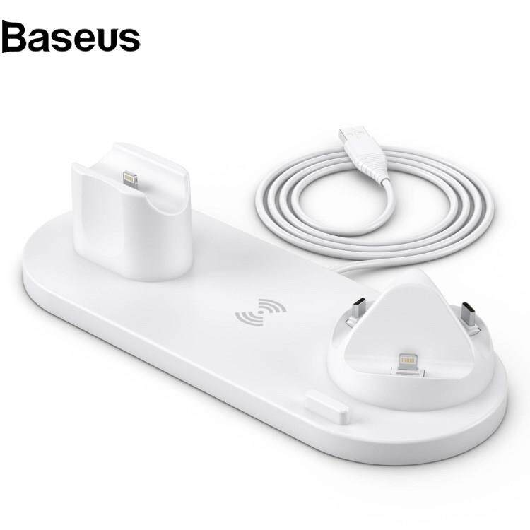 Baseus B-07C 6 in 1 15W Wireless Charger Stand Fast Charging Station for iPhone / Airpods Pro / iWatch