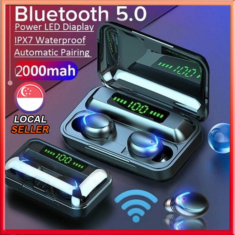 Tws Wireless Earphone Full Bass Headset Bluetooth 5.0 Earbuds  In-ear Mic Hifi Stereo 9d With 2200 Mah Powerbank Earphone Bluetooth bluetooth earphone with mic bluetooth earphone for android bluetooth