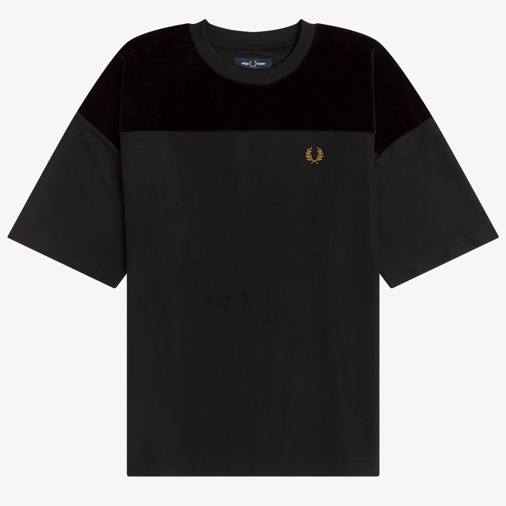 Fred Perry M2615  Velour Panel Tricot T-Shirt - (Black)