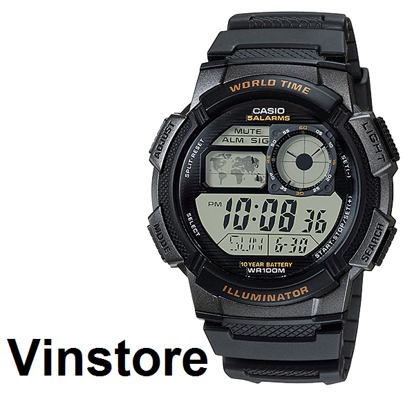 [Vinstore] Casio AE-1000W Youth Series Black Resin Digital Quartz Men Watch AE-1000W-1AVDF AE-1000W-1A AE1000W-1A