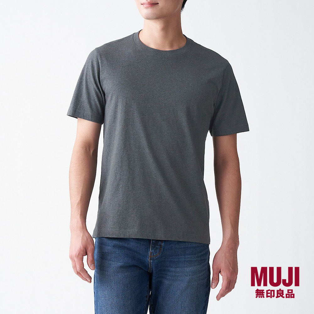 MUJI Men Indian Cotton Jersey Stitch Crew Neck Short Sleeve T-Shirt