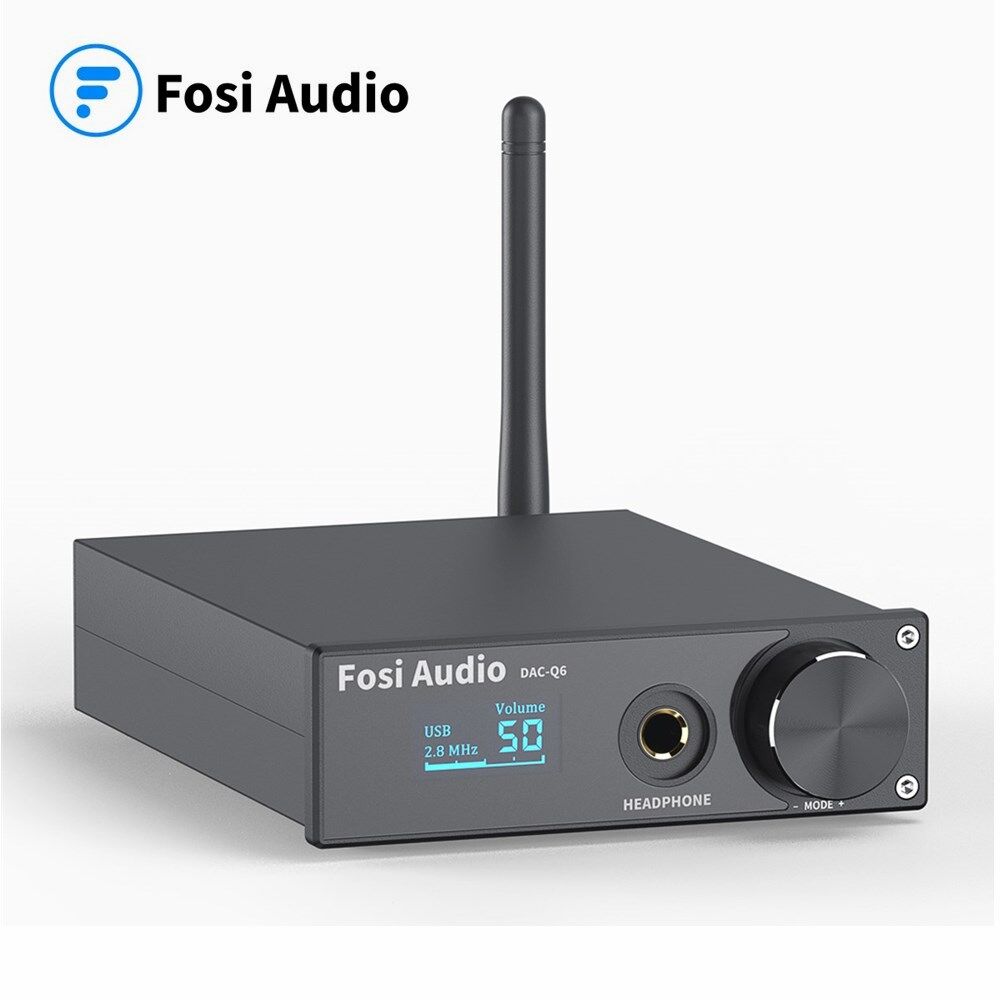 Fosi Audio Q6 USB DAC DSD256 PCM 32Bit/384kHz XMOS XU208, Headphone Amplifier Bluetooth 5.0 aptX HD CSR8675 ESS9018K2M Audio