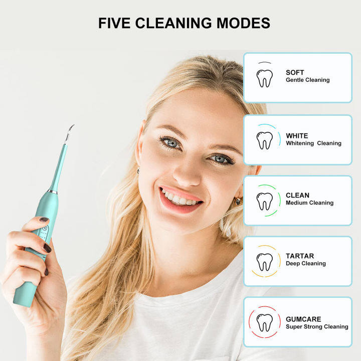 Smart Ultrasonic Dental Calculus Remover Wireless Charging Touch Switch 5 Modes Toothbrush Yellow Teeth Tartar Smoke Stain Plaque Toothbrush Cleaner