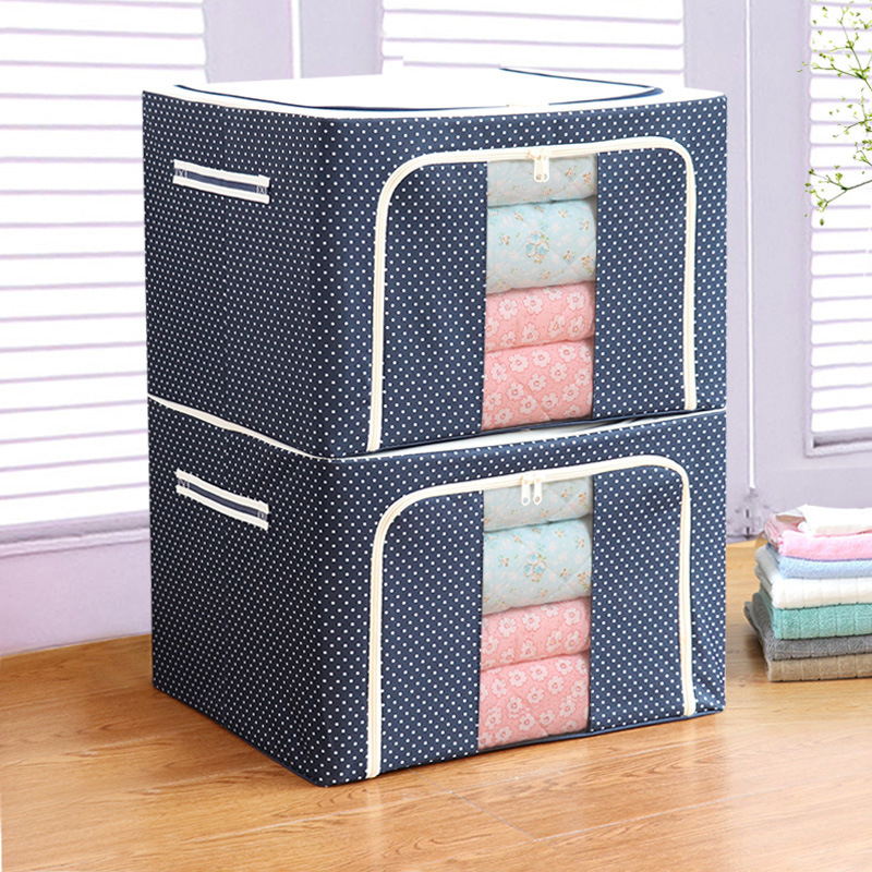 Steel Frame Storage Boxes Foldable Breathable Organizer High Capacity Clothing Quilt Organizer Quilt Clothes Storage Box Dust-proof Bag Wardrobe Organisers