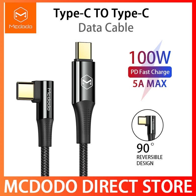 Mcdodo PD100W USB C to 90° USB C fast charging, fully compatible with 5-100W, suitable for Samsung, Huawei, Xiaomi notebook Macbook