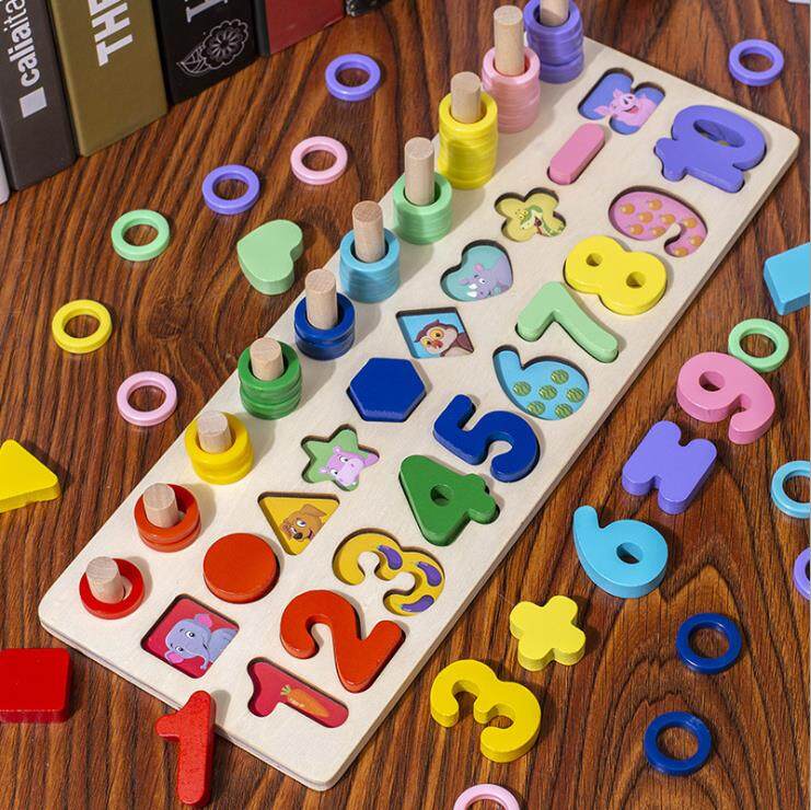 Wooden Puzzle Alphabet Match Numbers Counting  1 To 10 Letters Early Magnetic Fish Fishing Games Colourful 3D Wood Digital Board 4 Styles Available Montessori Math Interactive Early Learning Education