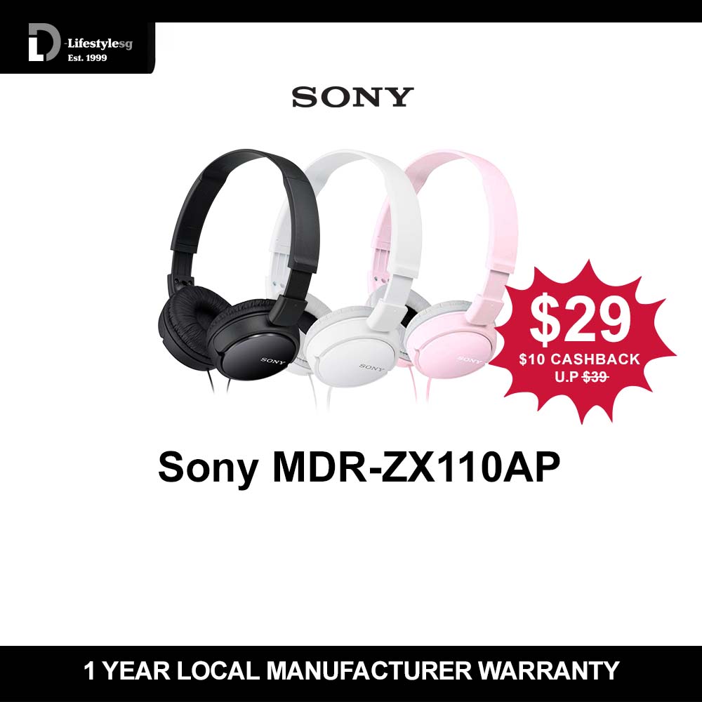 Sony ZX Series Wired On-Ear Headphones with Mic MDR-ZX110AP