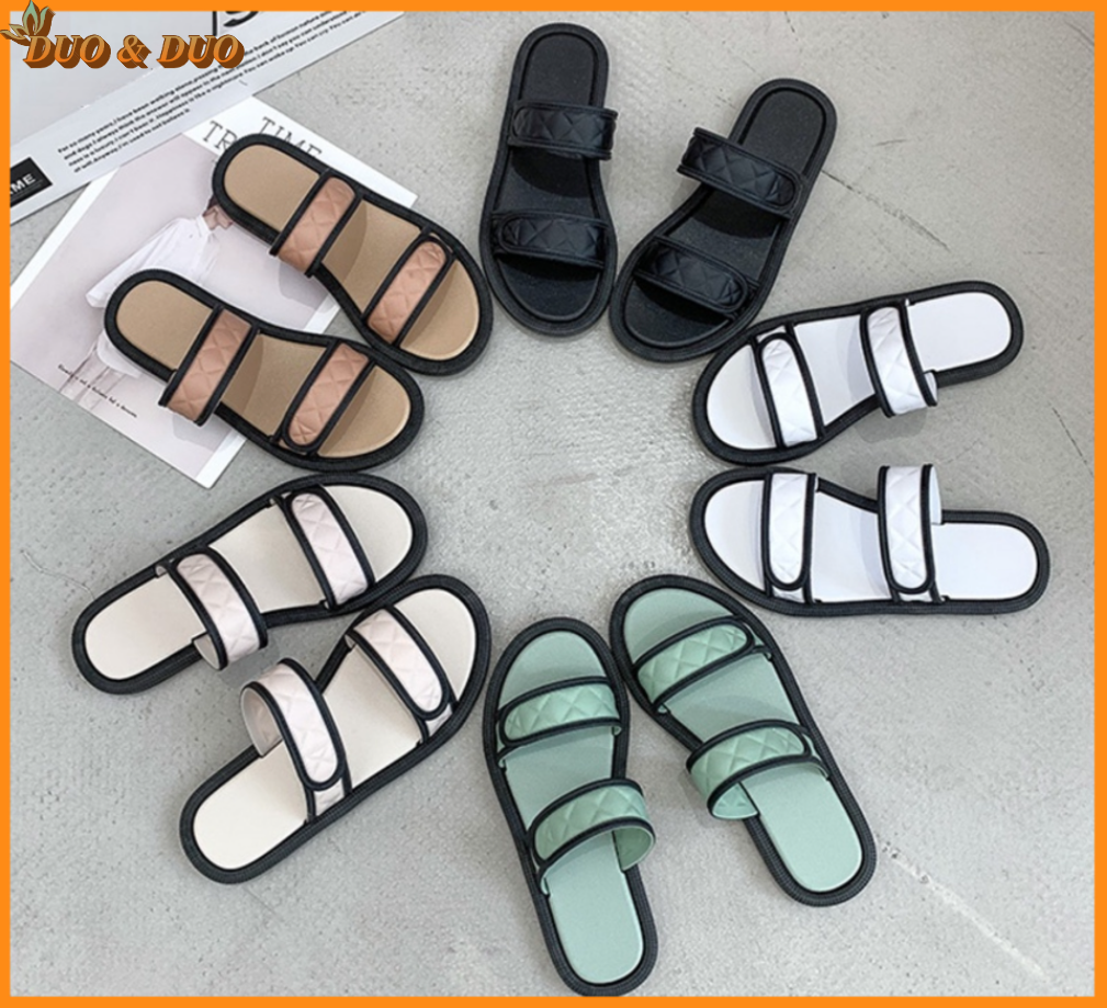 [DuoDuo]【Clearance, No Return】GG Fashion footwear Two Strap Korean Slippers outdoor and indoor rubber for women shoes