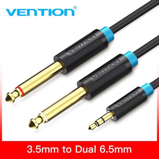 Audio 3.5mm to 6.3mm 1/4 Cable Left Right 6.35mm Male 1/4 Mono to Stereo 3.5mm Cable
