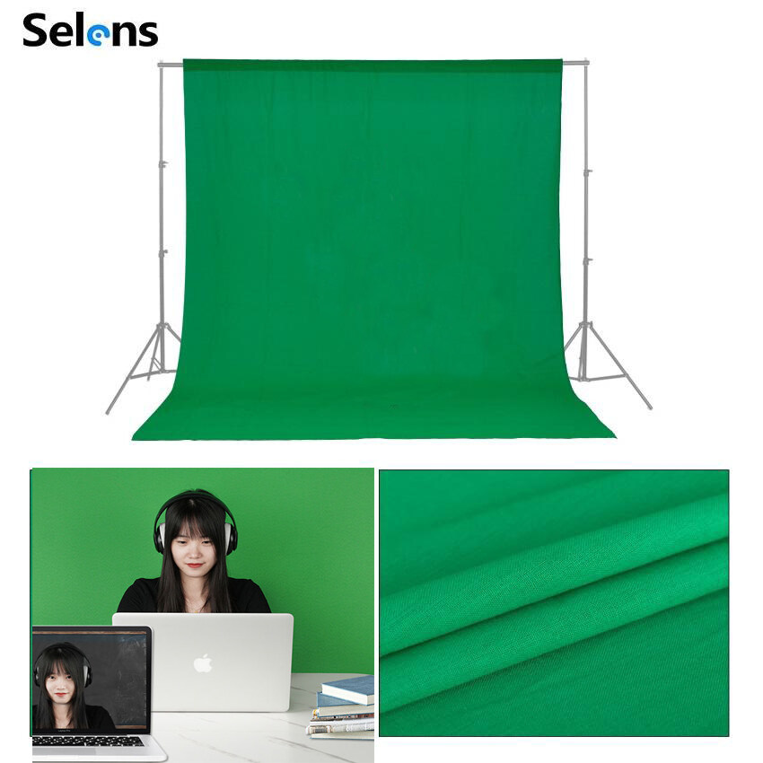 Selens Chromakey Green Screen Polyester Backdrop Photo Photography Background for Online Streaming Zoom & Twitch