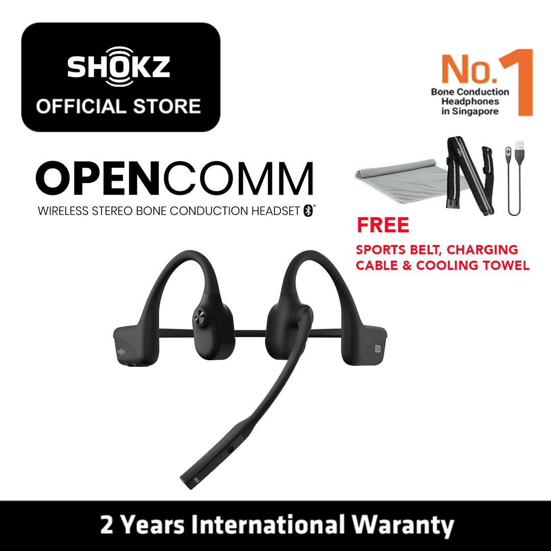 Shokz OpenComm Stereo Bone Conduction Headphone - Black