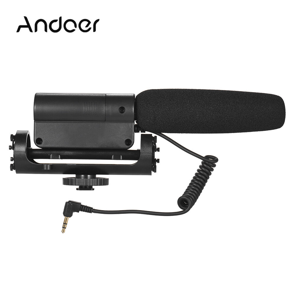 Recording Condenser Microphone Photography Interview Cardioid Directional Video Microphone for Ca-non Ni-kon So-ny DSLR ILDC Cameras with 3.5mm MIC Socket