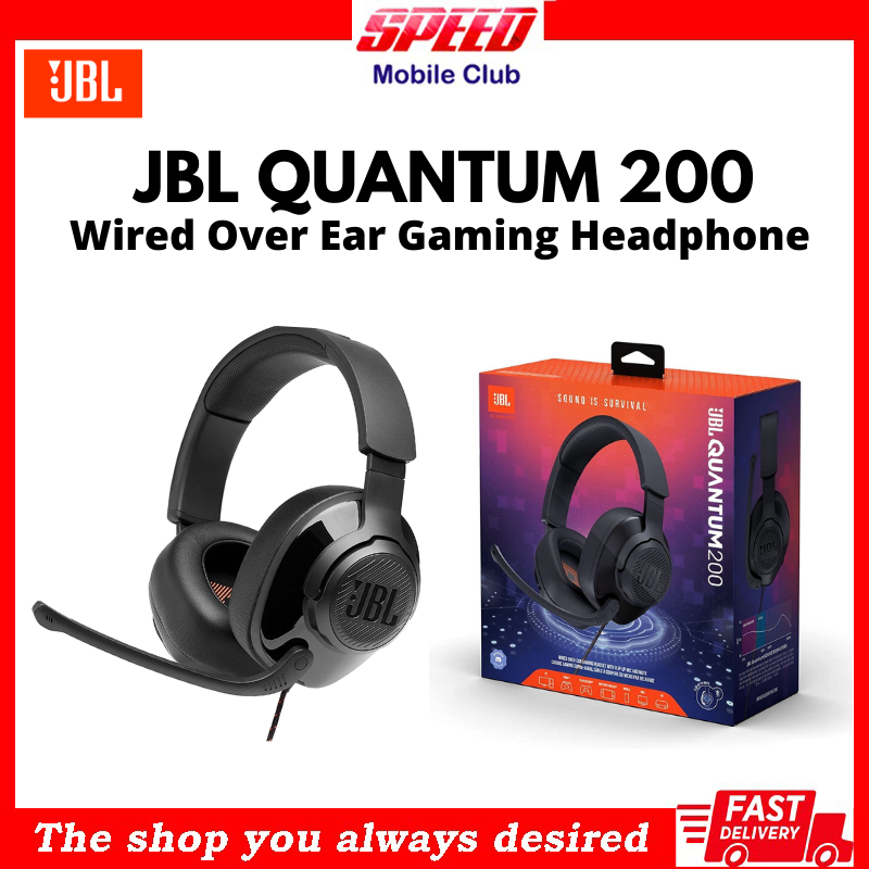 JBL Quantum 200 Wired Headphone With Mic | Over Ear Gaming Headphone | 1 Year Official Warranty