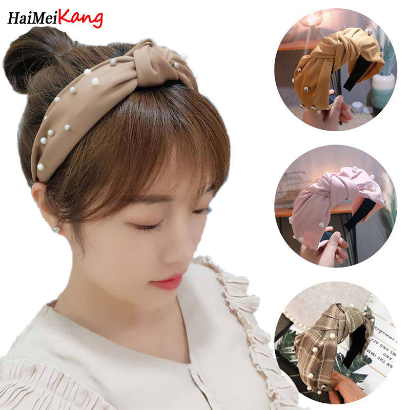 1pc Korean Women New Hairband Cross Knotted Headband Pearl Hair Hoop Hair Accessories