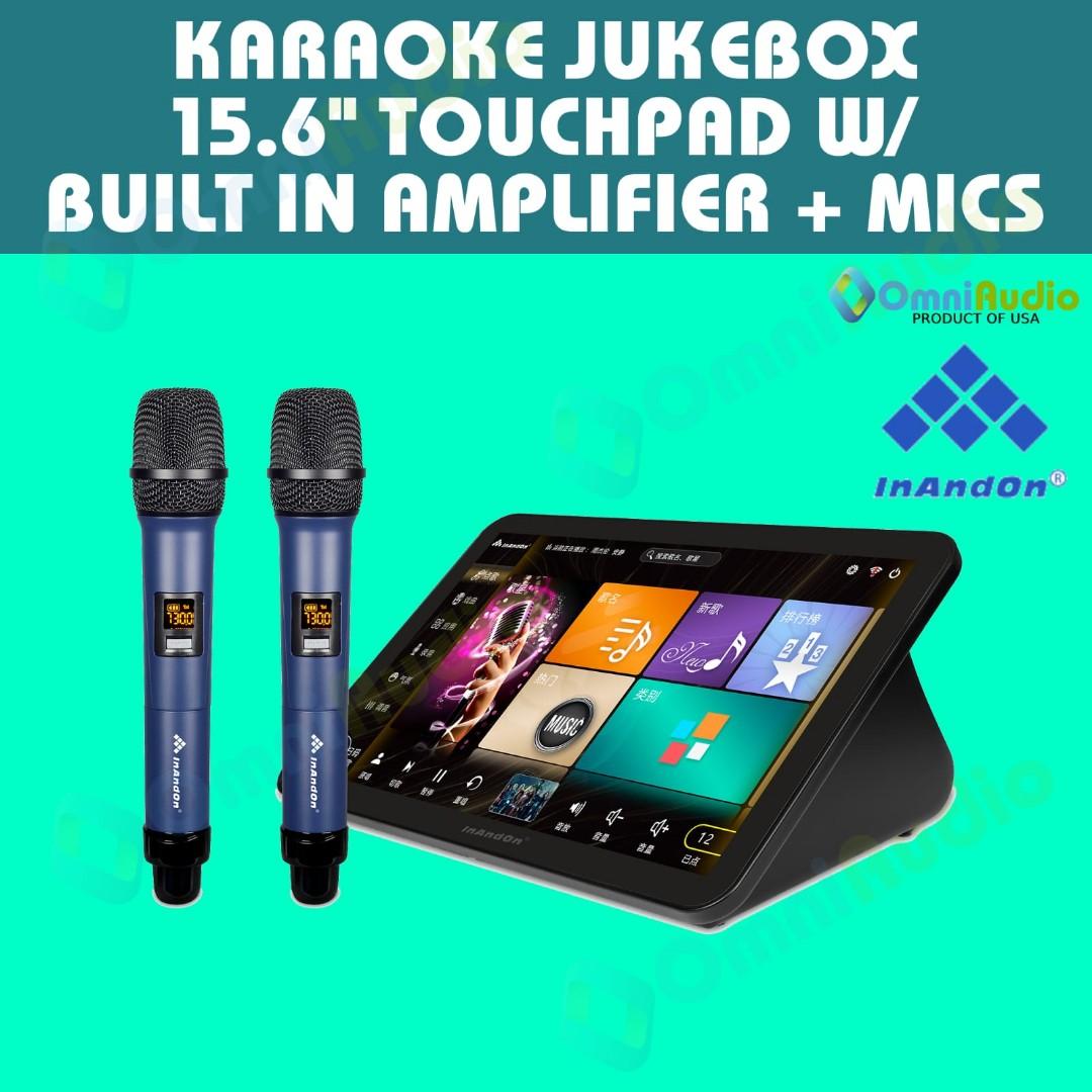 [INANDON 5-IN-1 KARAOKE W/ 400,000+ ORIGINAL SONGS] FULL KARAOKE SYSTEM WITH 15.6" INANDON TOUCHPAD JUKEBOX + 2 UHF MICS