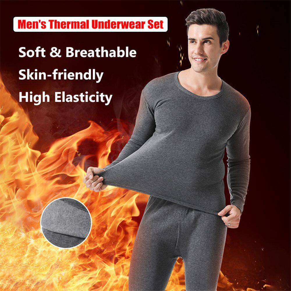 BETTERFORM Thermal Clothes Ultra Soft Fleece Lined Warm Thermal Underwear for Men Top and Bottom Set Men's Thermal Underwear Set Men's Long Johns Set