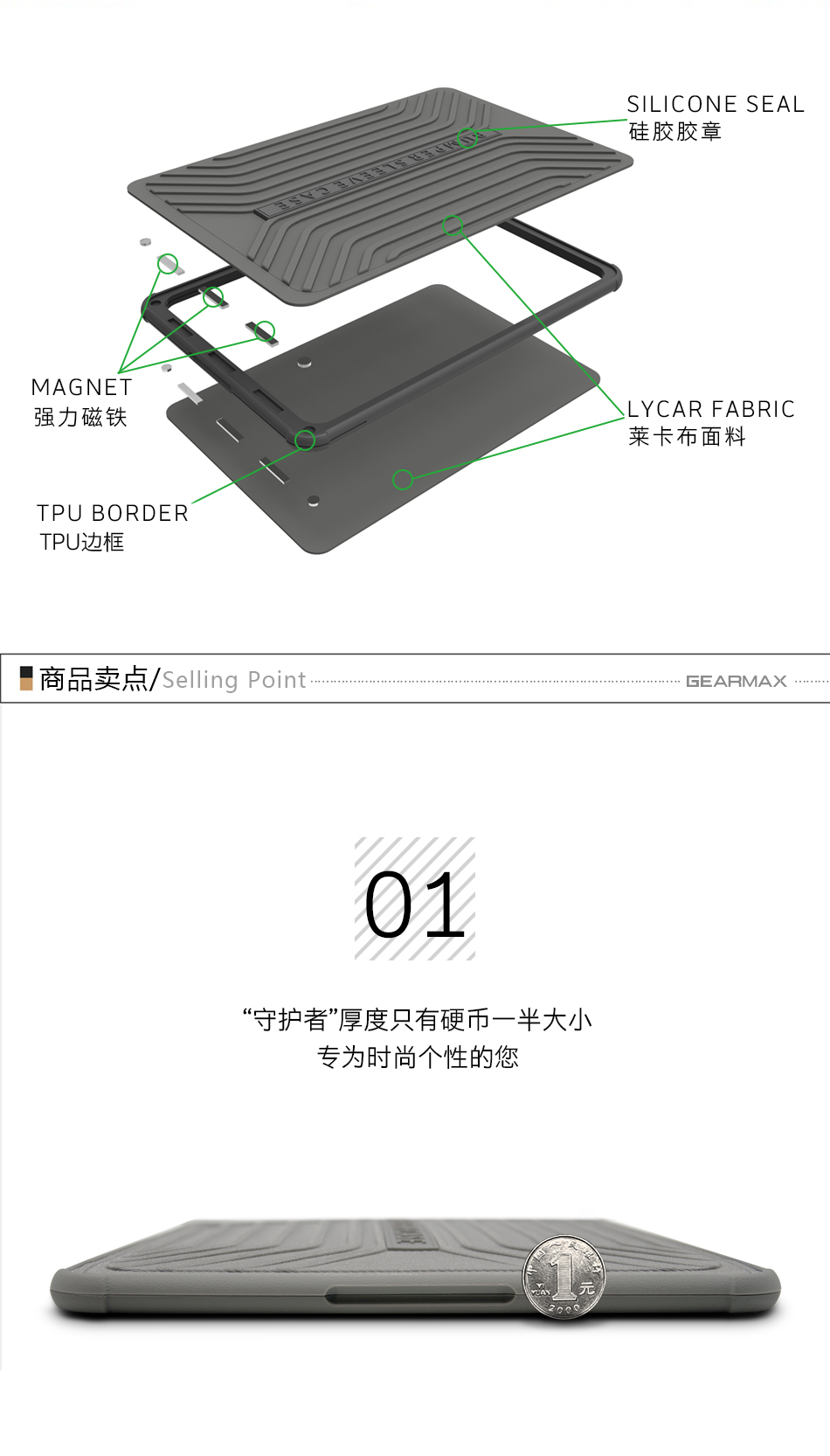 WiWU Voyage Sleeve 13.3' crash-proof water-resistant computer sleeve