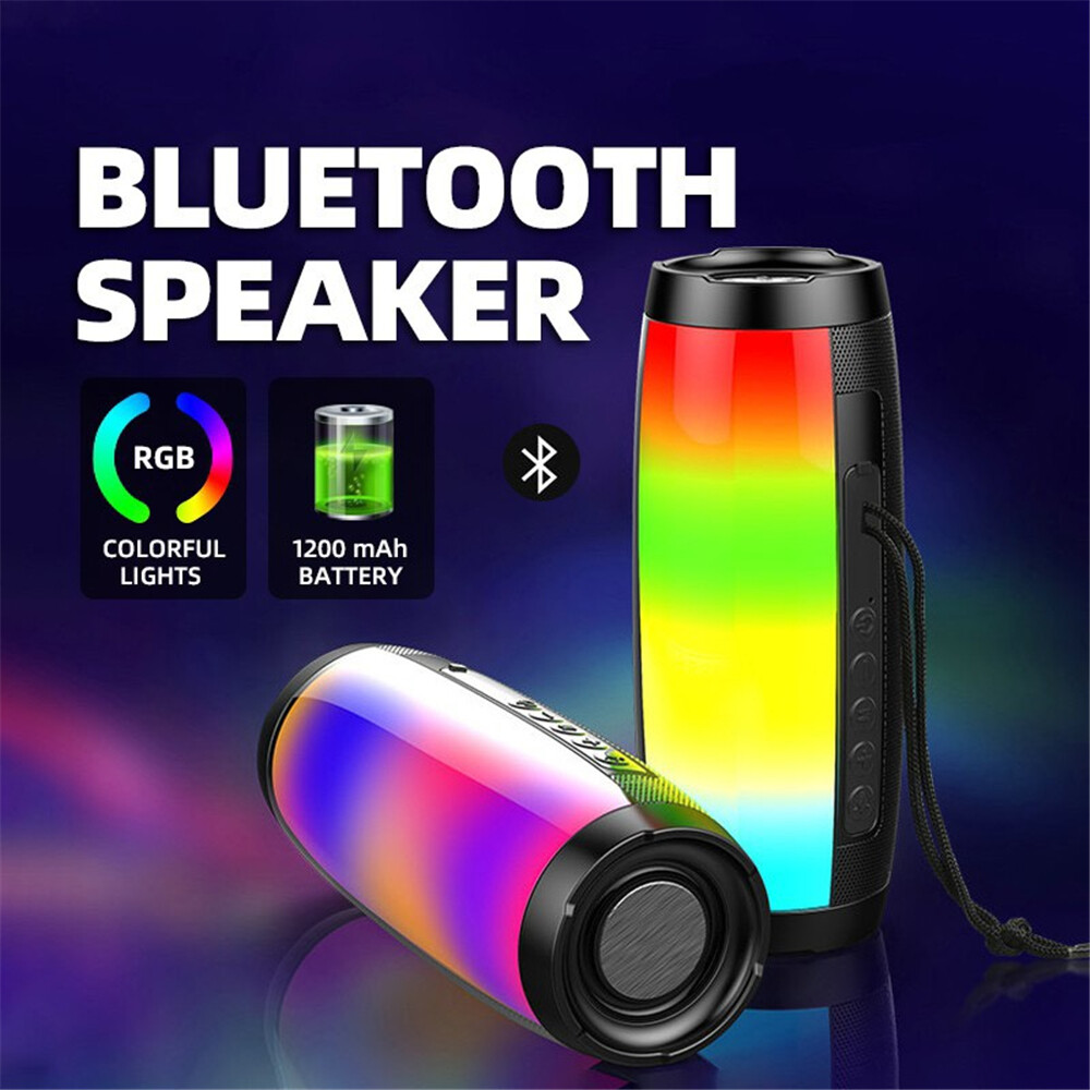 ENRIC LED Bluetooth Speaker Lights BT Multi Color Emitting Portable Bluetooth Wireless Speaker Mini Bass Stereo Surround TF Card 1200MAh