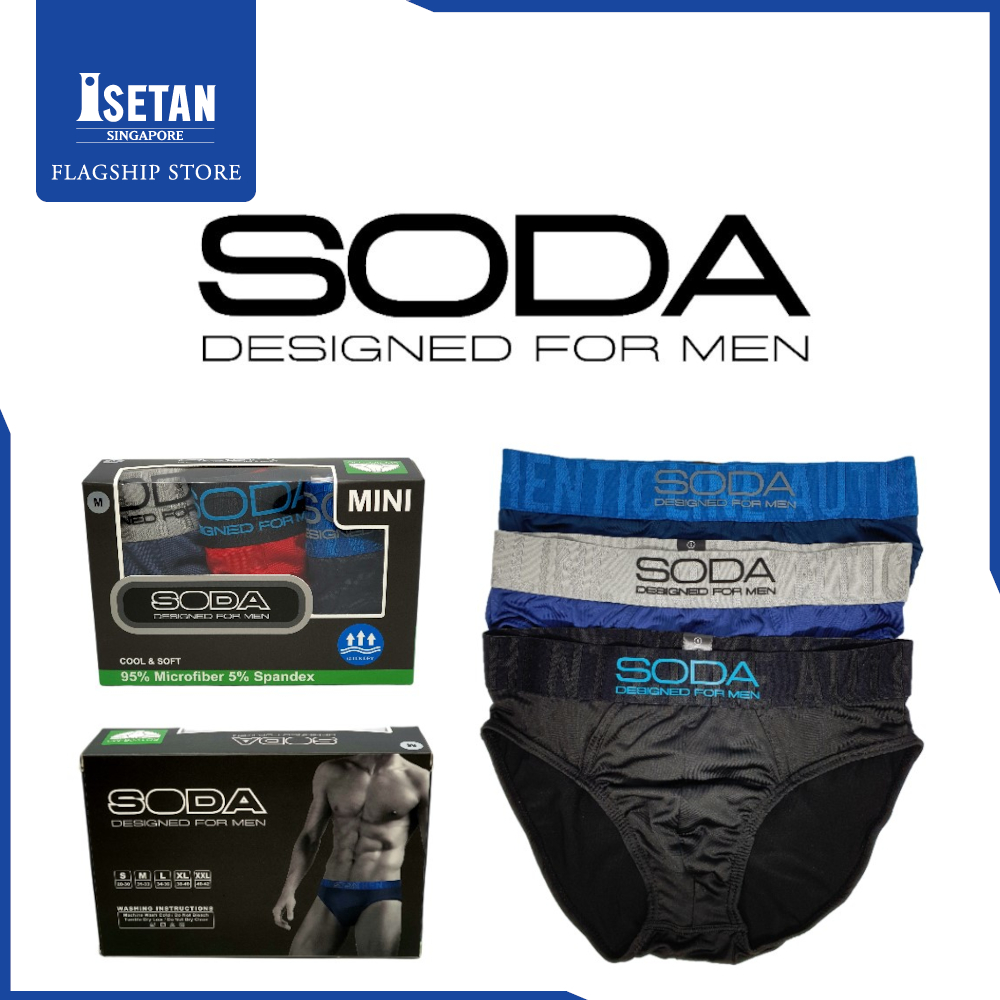 Soda 3 Piece-Pack Microfiber Quick Dry Waist Band Mini Briefs (SD1226-M3)