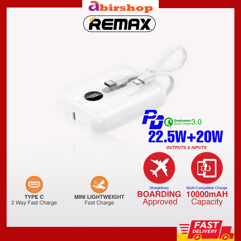 Remax RPP-301 Amber Series 10000mAH 20W+22.5W PD+QC Super Fast Charge Mini Lightweight Cabled Power Bank