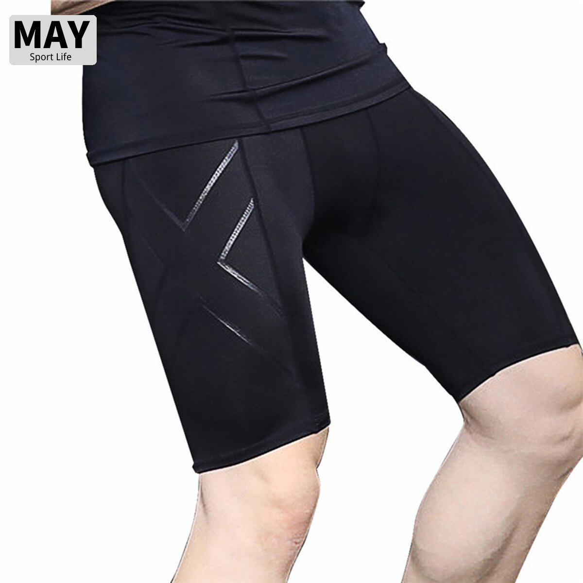 MAV【READY STOCK】 Running Shorts Men Sports Fitness Shorts Compression Quick Dry Mens Gym Men Tights Shorts Sport gyms Short Pant Plus Size