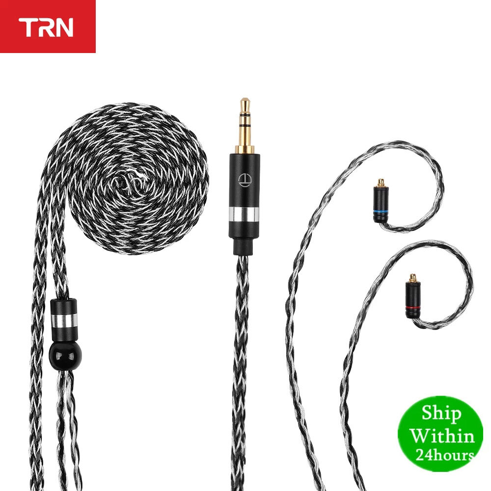 TRN T6 Earphones Cable 16 Core Silver Plated OCC Copper Litz /3.5MM With MMCX/2PIN Connector Upgraded Cable For TRN VX V90S BA8
