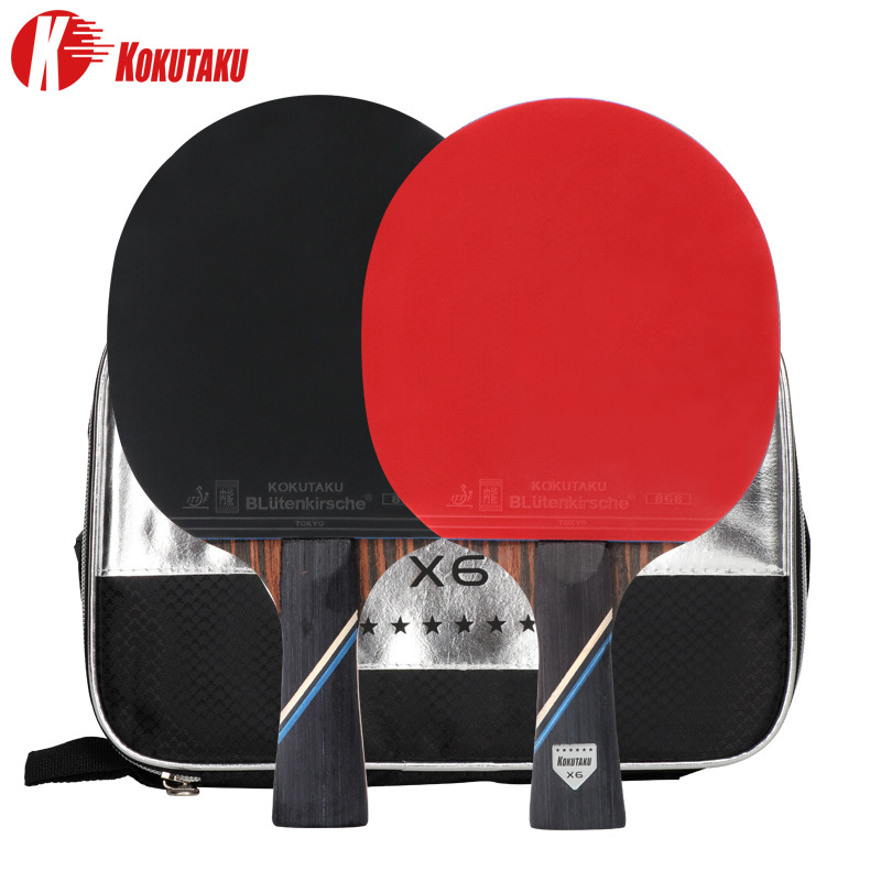 【ESS】KOKUTAKU 6-star Table Tennis Racket 2 Sets of Table Tennis Rackets for Beginners TT Racket for Competition and Training