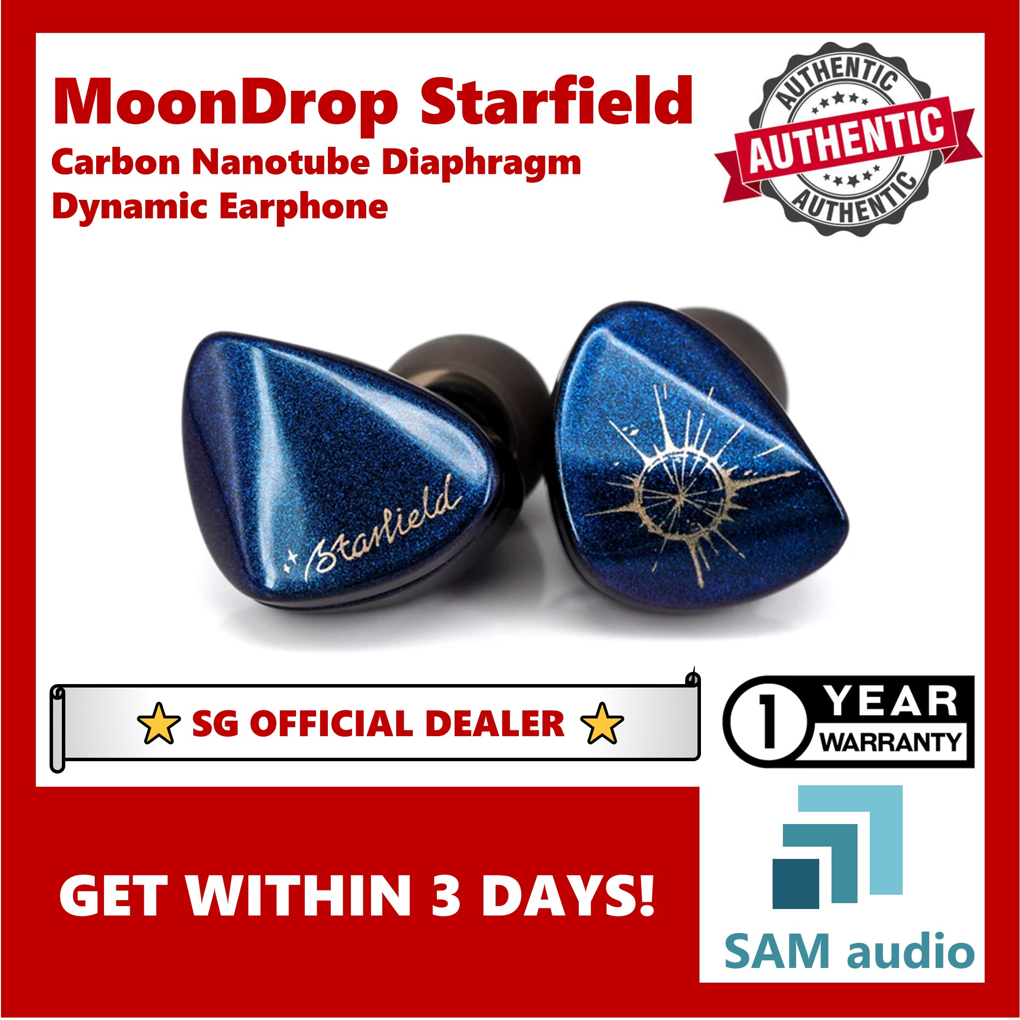 [?SG] MoonDrop Starfield, 32Ω 1DD 10mm Carbon Nanotube Diaphragm, Dynamic Earphone IEM, Dual cavity, HiFi Audio