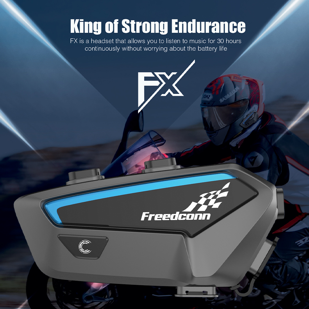 2022 new FreedConn FX Motorcycle Helmet Bluetooth Intercom Headset 10-Rider 2km Range Wireless Communication System IP67 Waterproof BT 5.0 Interphone with music sharing