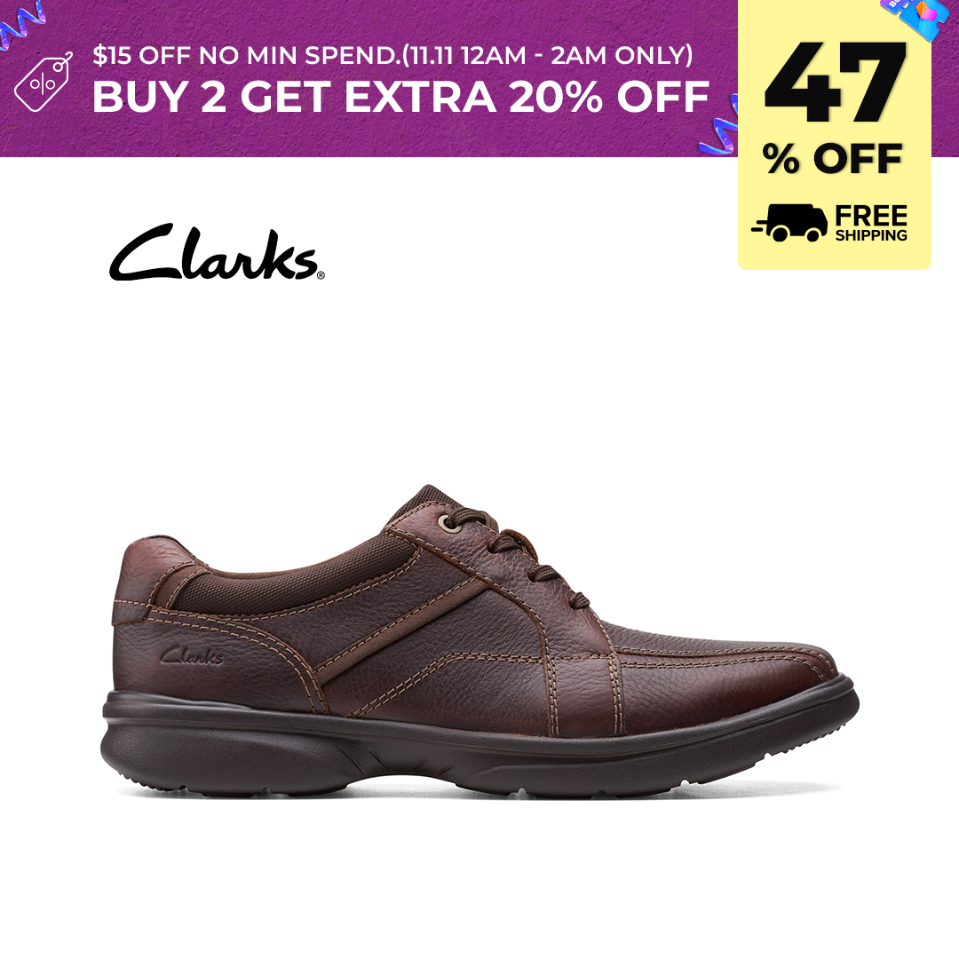 Clarks Bradley Walk Brown Tumbled Leather Mens Casual