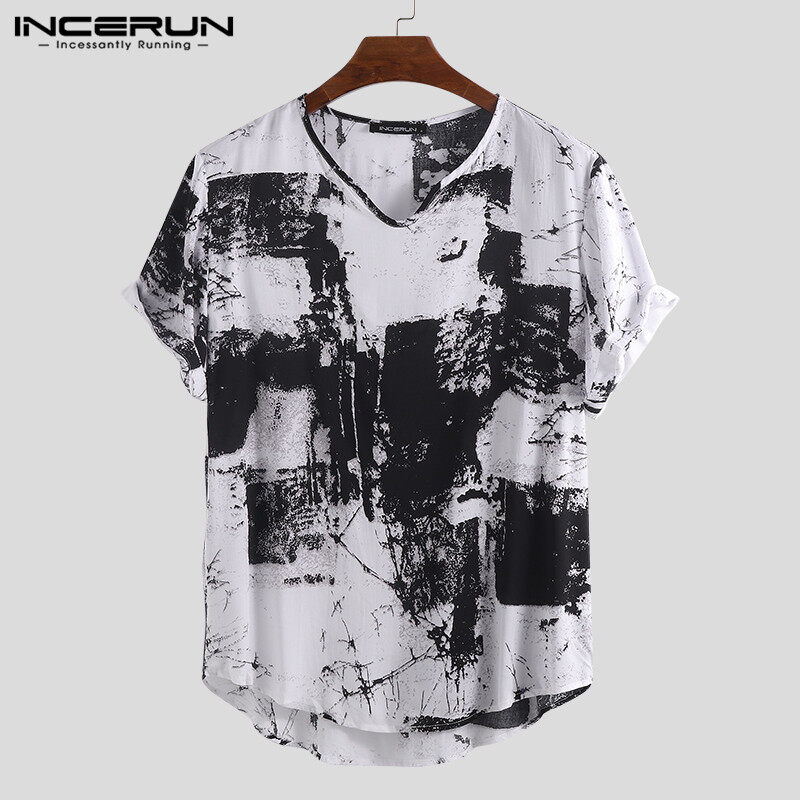 INCERUN Print Mens T-Shirt Floral Tops Blouse Holiday Tops (Clearance Sale)