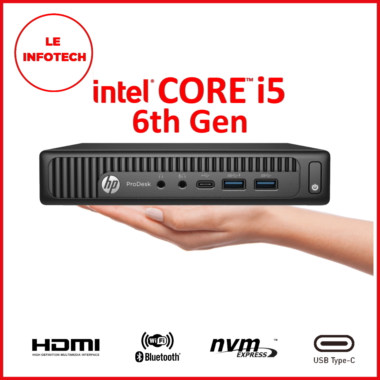 HP EliteDesk 800 G2 Mini Desktop PC Quad Cores Intel i5-6500T 2.5GHz 8/16/32GB DDR4 New 256/512GB M.2 NVMe SSD Free WiFi+DP to HDMI Win10Pro Used - LeInfotech