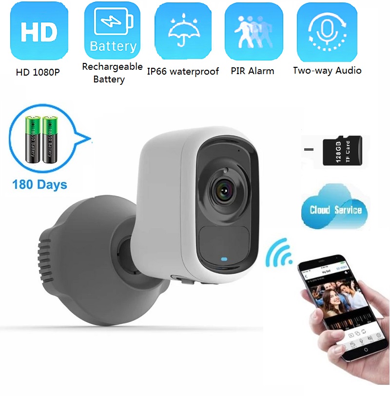 YLANTECH 1080P Rechargeable Battery Camera IP Wifi Camera Outdoor Indoor Weatherproof CCTV Security Camera PIR motion detection Night Vision Audio P2P